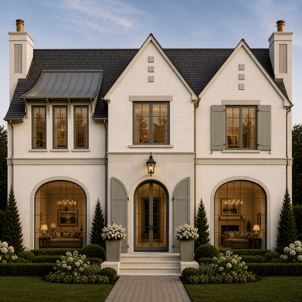 Artistic black and white sketch rendering of the Caruth home