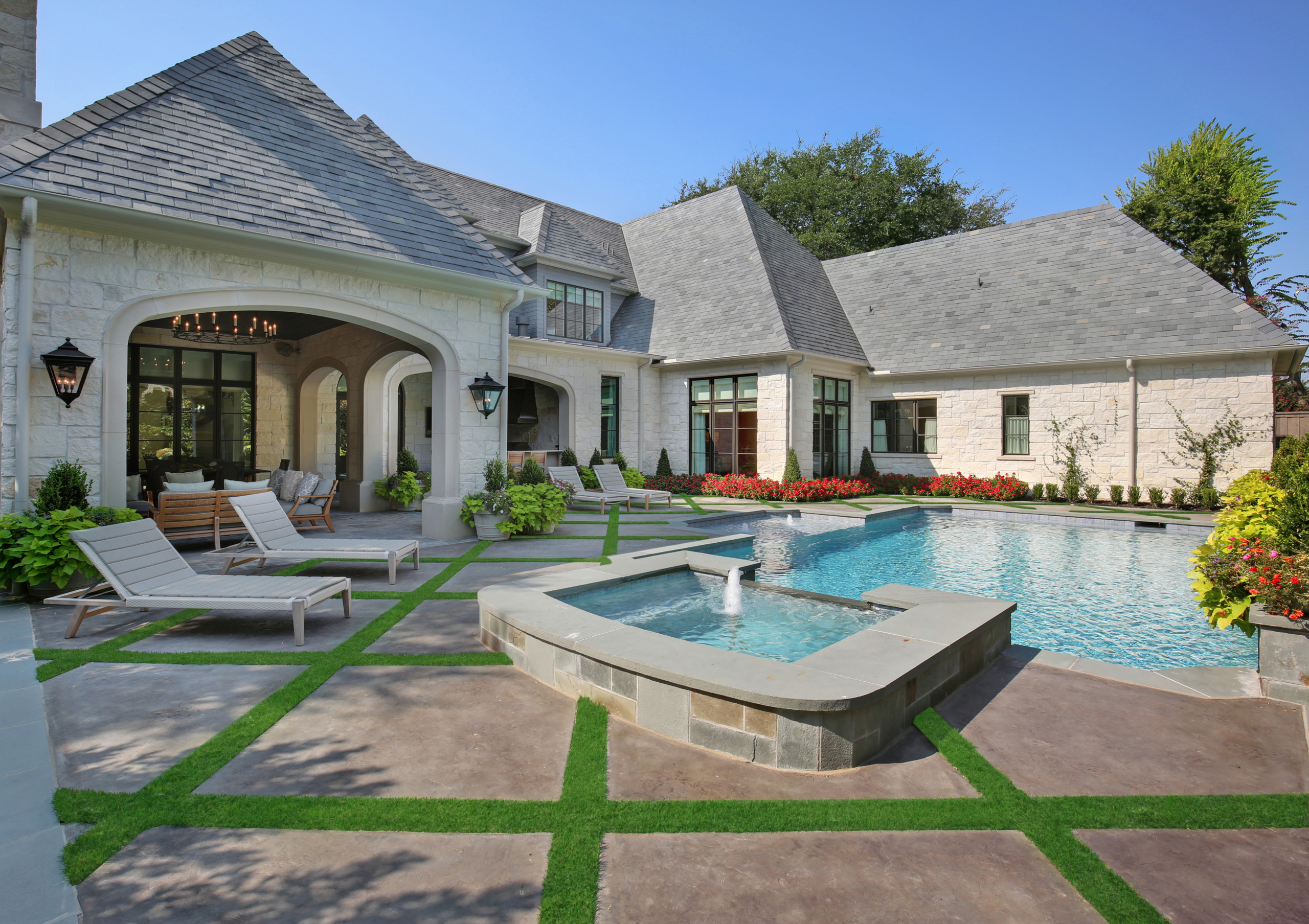 Luxury home exterior with pool